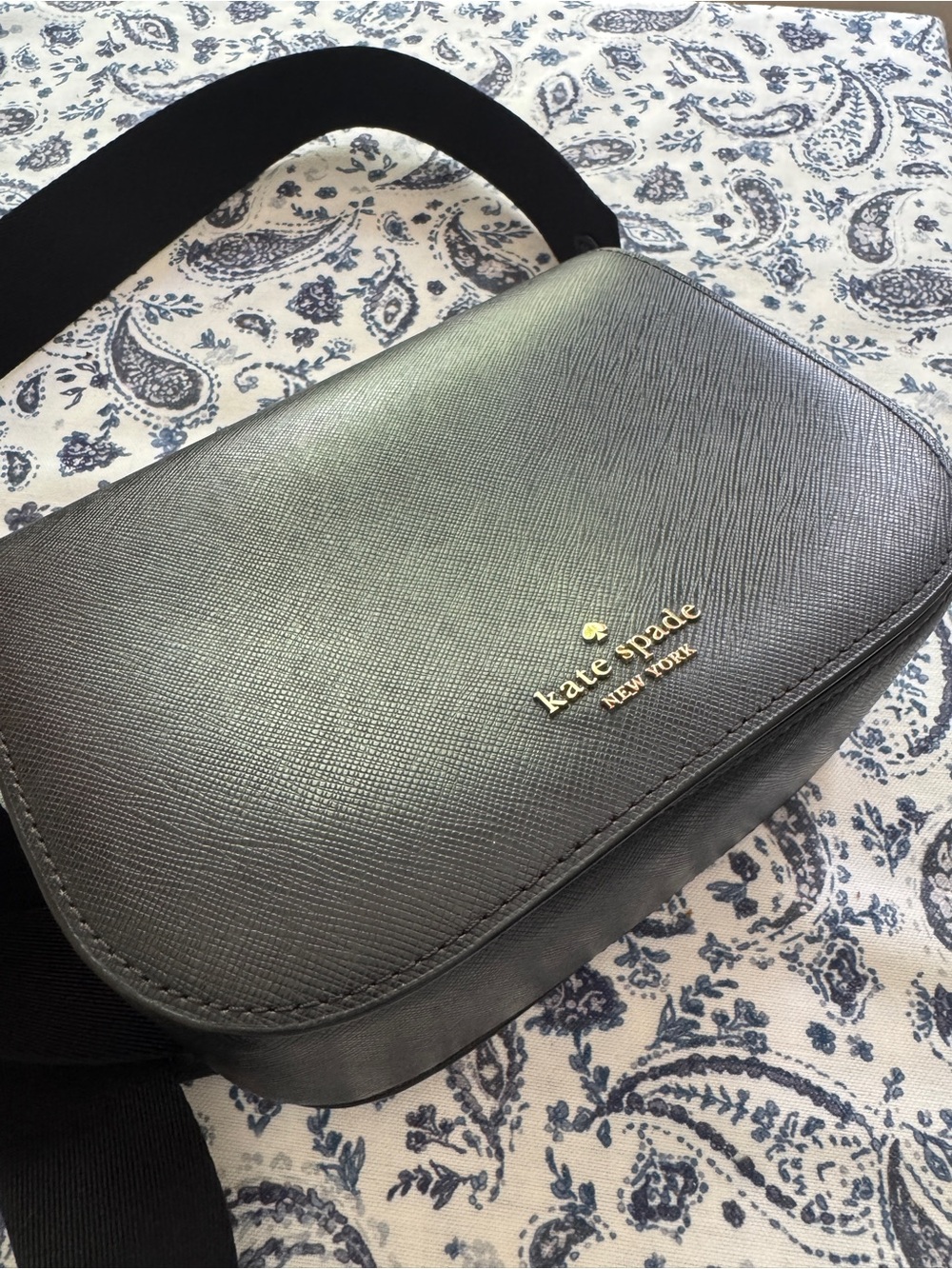 kate spade black crossbody bag with gold logo